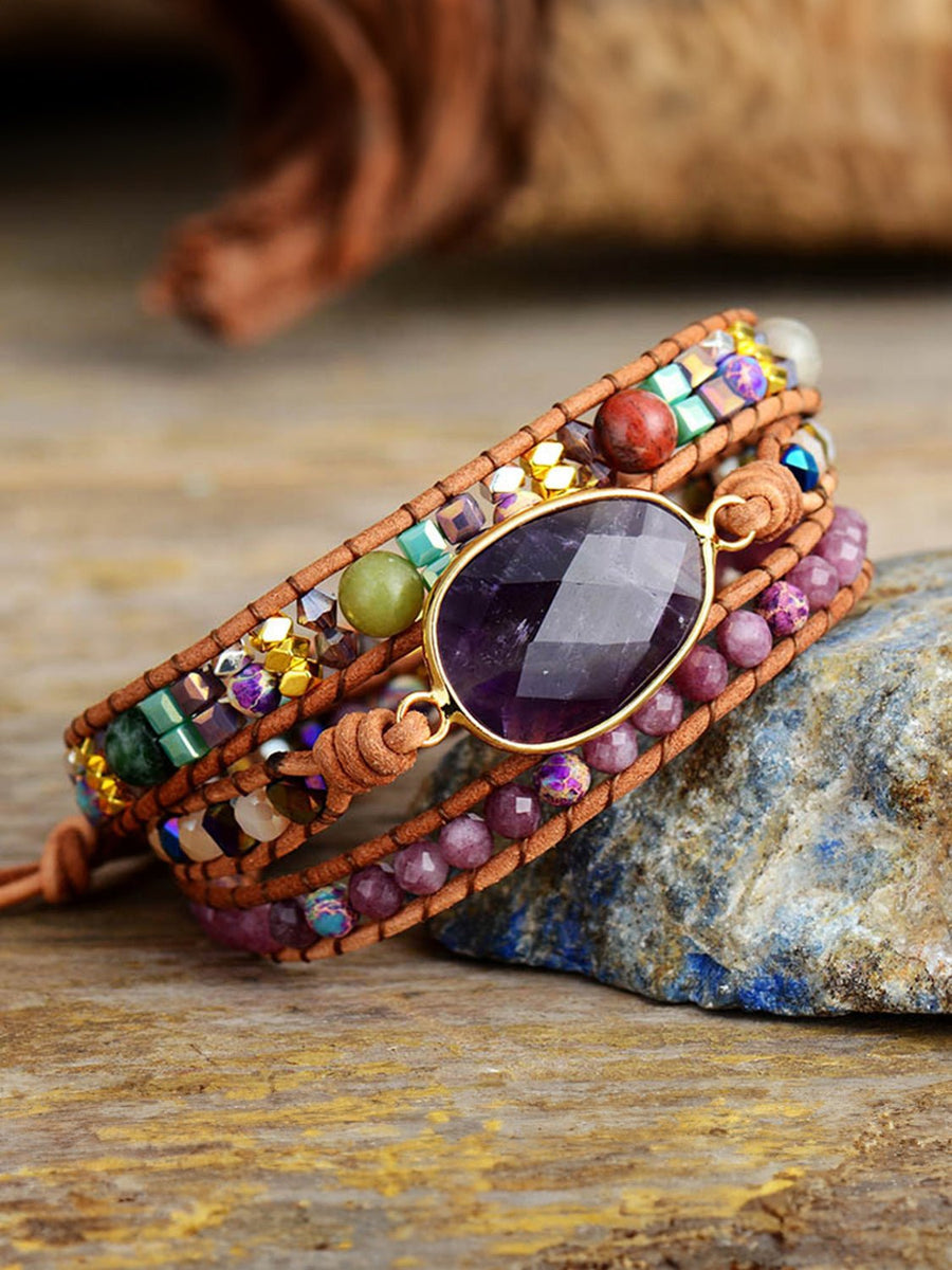 Triple - Layer Amethyst Bracelet - Coolpeacock