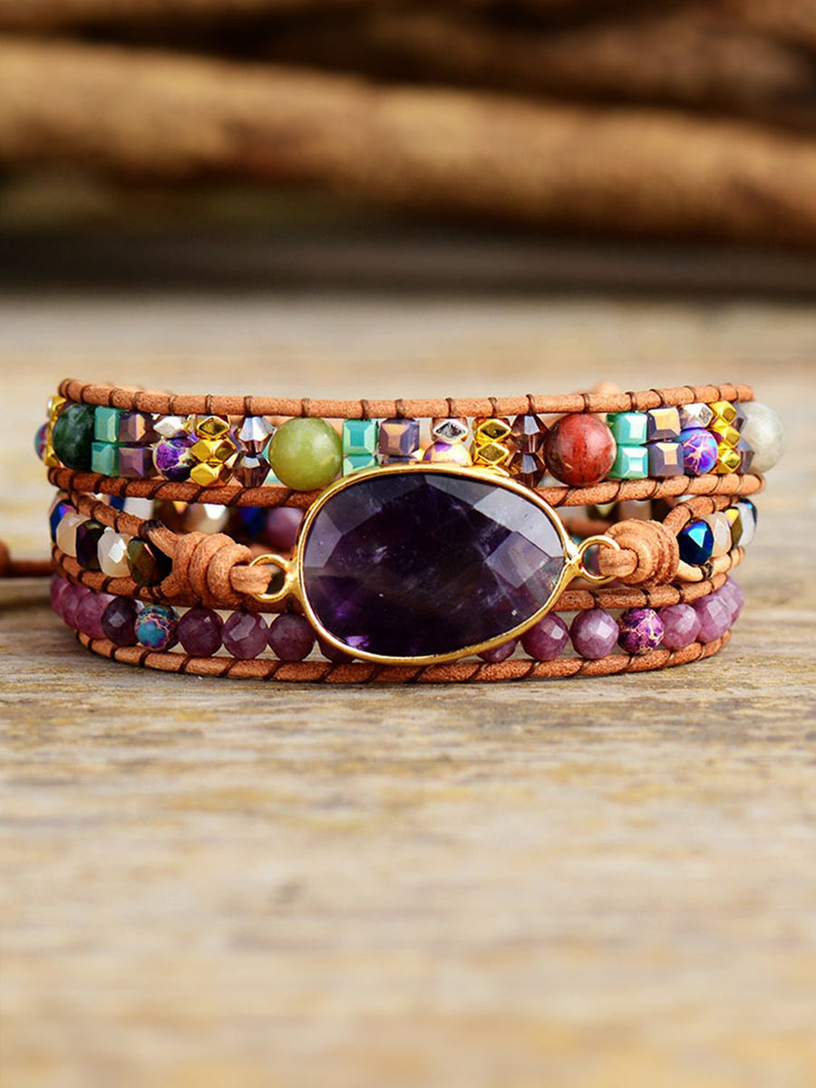 Triple - Layer Amethyst Bracelet - Coolpeacock