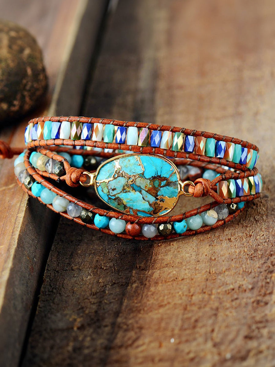 Triple - Layer Natural Stone Bracelet - Coolpeacock