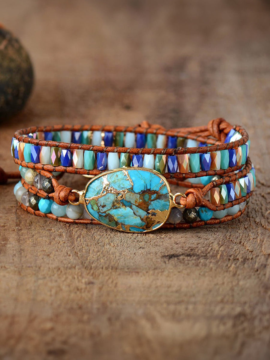 Triple - Layer Natural Stone Bracelet - Coolpeacock