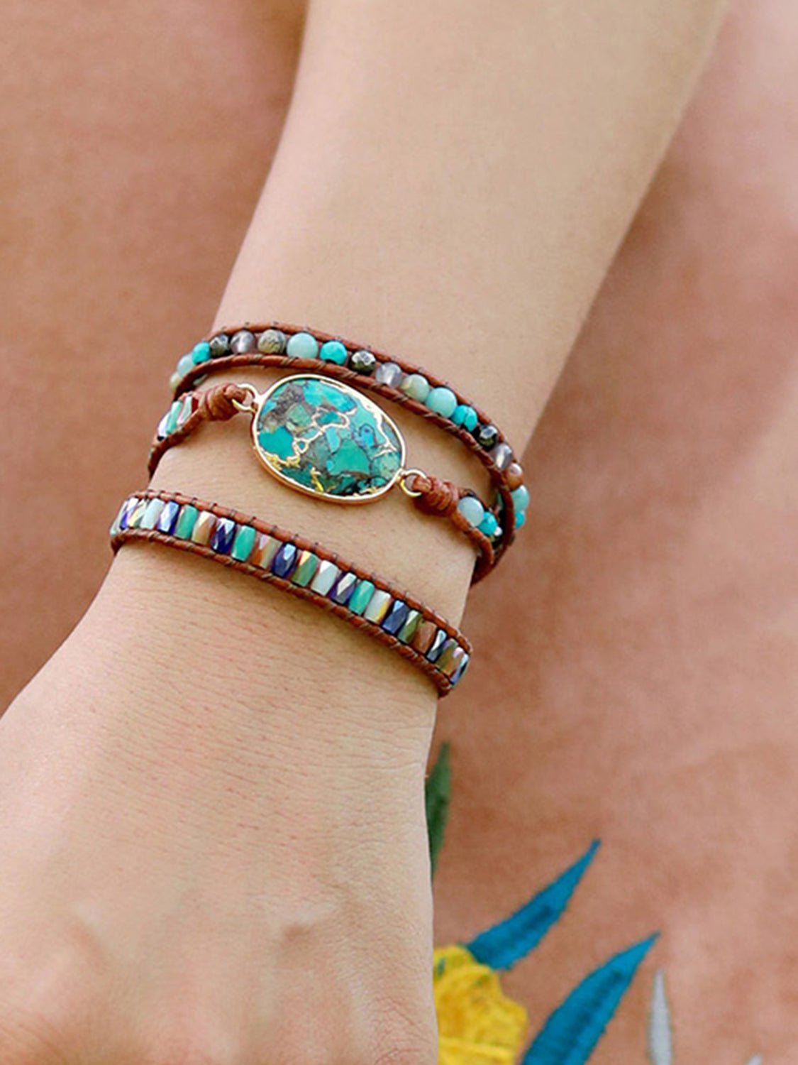 Triple - Layer Natural Stone Bracelet - Coolpeacock