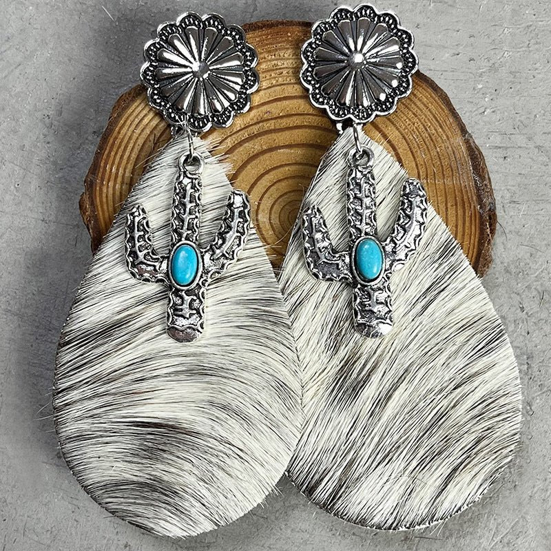 Turquoise Cactus Dangle Earrings - Coolpeacock