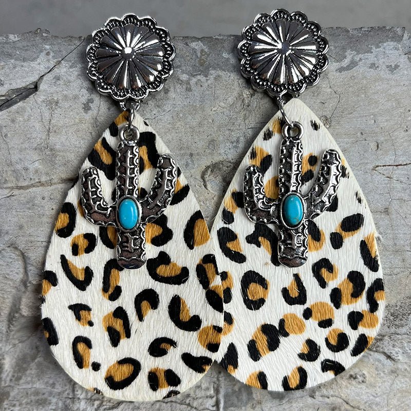 Turquoise Cactus Dangle Earrings - Coolpeacock