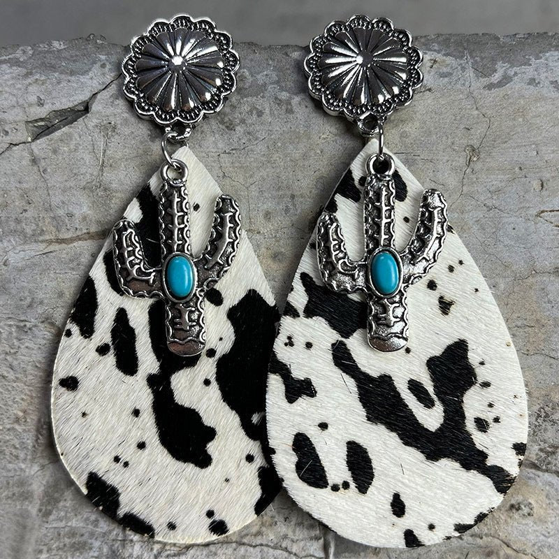 Turquoise Cactus Dangle Earrings - Coolpeacock