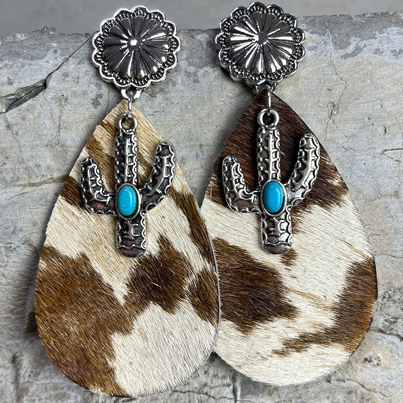 Turquoise Cactus Dangle Earrings - Coolpeacock