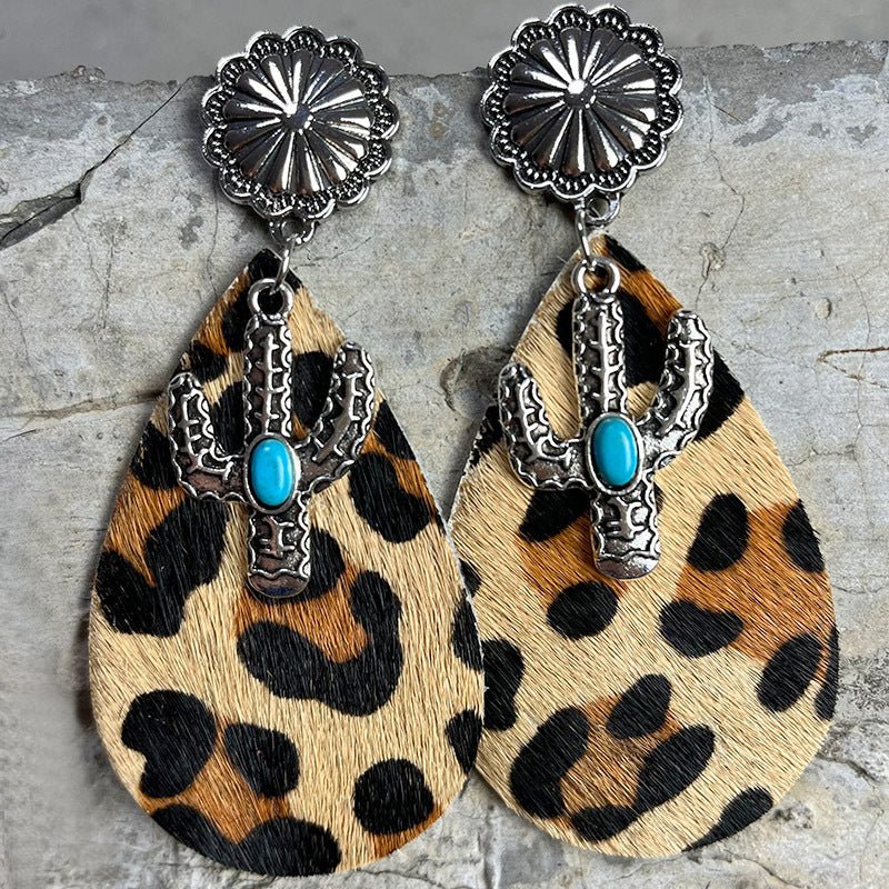 Turquoise Cactus Dangle Earrings - Coolpeacock