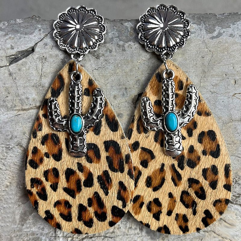 Turquoise Cactus Dangle Earrings - Coolpeacock
