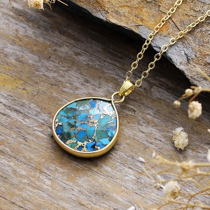 Turquoise Chain Pendant Necklace - Coolpeacock