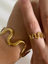 Wave Snake Design Ring and Bracelet Jewelry Set - Coolpeacock