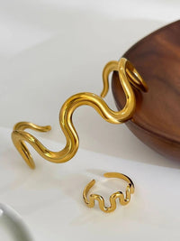 Wave Snake Design Ring and Bracelet Jewelry Set - Coolpeacock