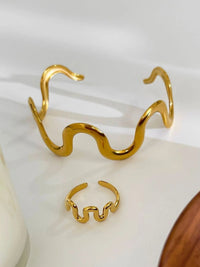 Wave Snake Design Ring and Bracelet Jewelry Set - Coolpeacock