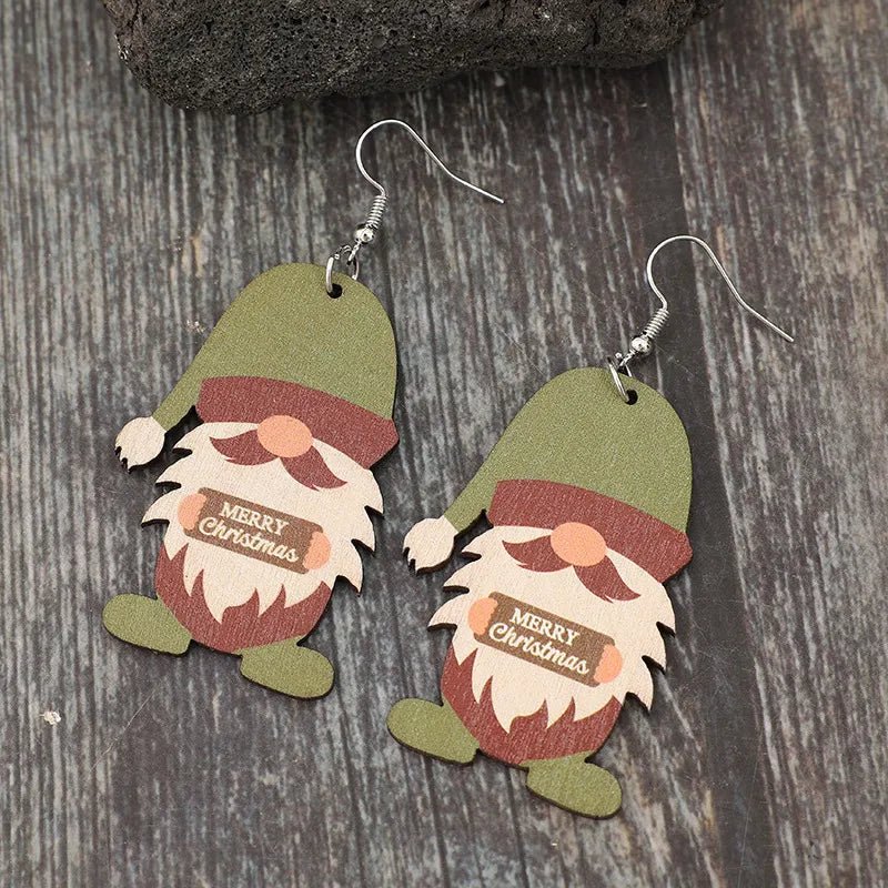 Wooden Gnome Dangle Earrings - Coolpeacock
