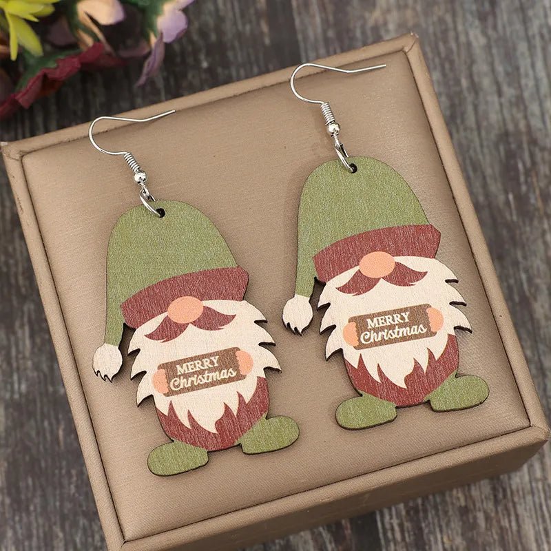 Wooden Gnome Dangle Earrings - Coolpeacock