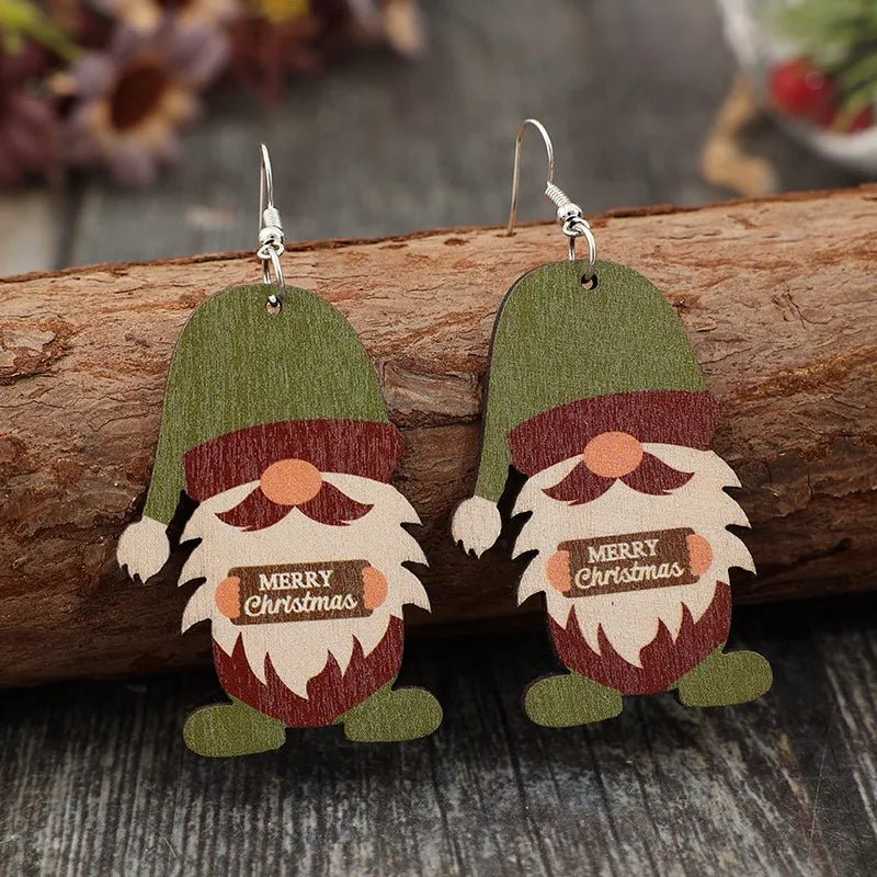 Wooden Gnome Dangle Earrings - Coolpeacock